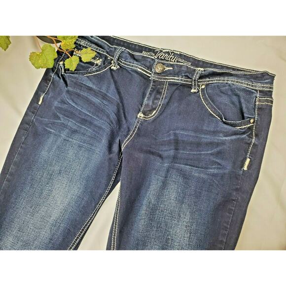 Distressed Vanity Jeans 32 x 32 Premium Embellish Slim Skinny Low Dark Stretch - Picture 8 of 12